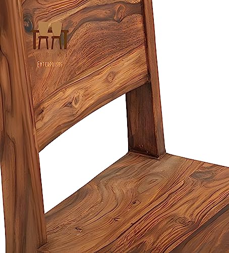 Image of Solid Sheesham Wood Set of Two Dining Chairs for Dining Room | Study Room | Office | Guest Room | Finish Color - Teak Finish |