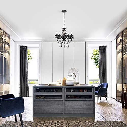 Antique House Black Chandelier Light Fixture 5 Light Modern Crystal Chandelier For Bedrooms Dining Room Chandelier #TOP2