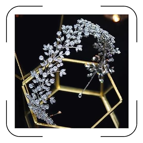 Aoligrace CZ Bride Headband Birthday Party Headpiece Silver Gold Cubic Zirconia Bridal Headwear Wedding Hair Accessories Cover