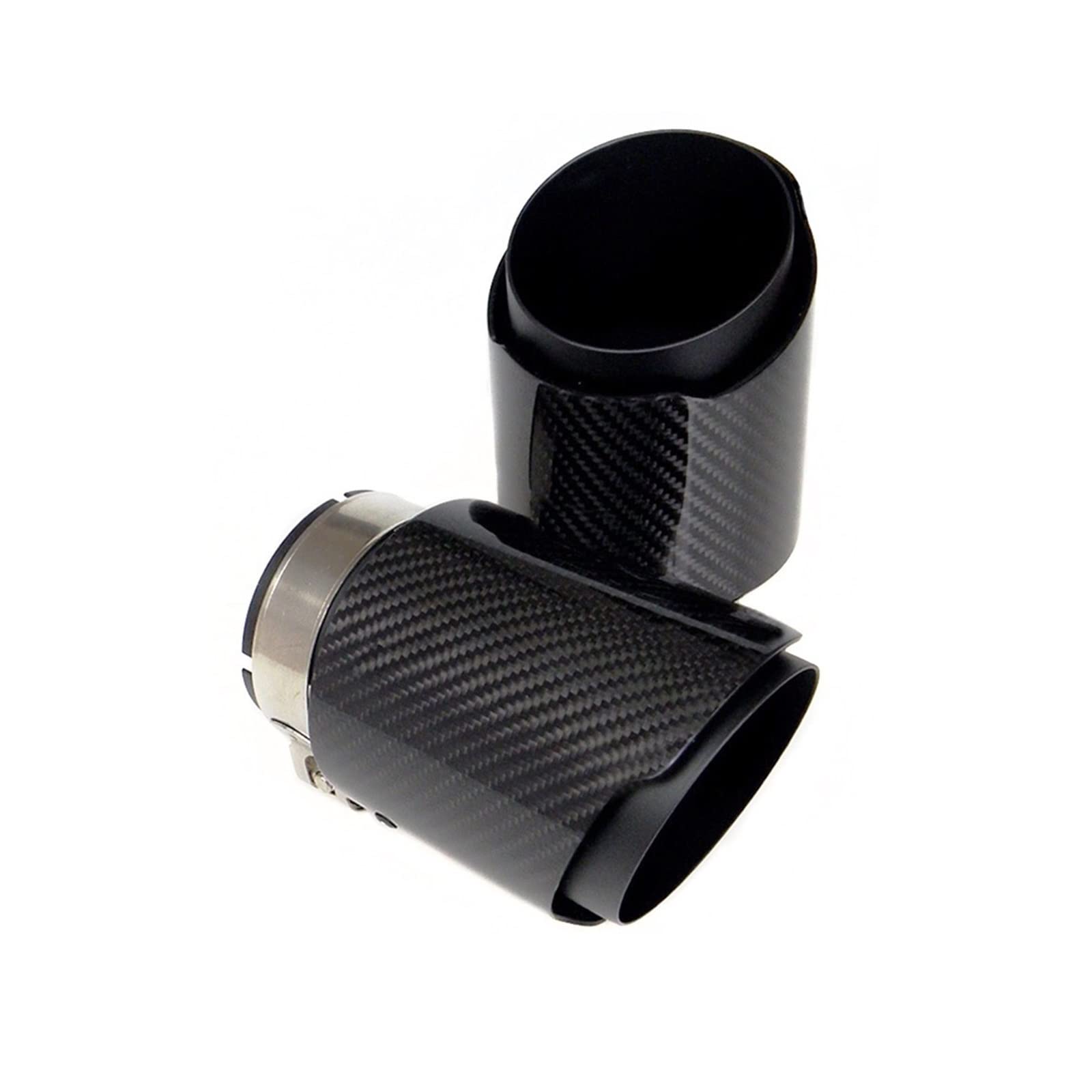 RCKLCY 1PCS Car Exhaust Pipe Universal Muffler Tail Pipe Muffler Tip Exhaust Tip Blacking Steel Pipe Glossy Black Carbon Fiber (Color : in 60mm Out 76mm)