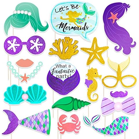 Amosfun Mermaid Style Photo Booth Props Cover
