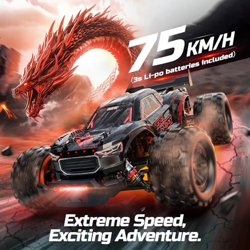 DEERC 1/14 Fast Brushless RC Car for Adults, Max 46+ mph Off-Road Truck, 4WD Waterproof RC, High Speed Remote Control Car, 2 * 3S Lipo, All Terrain RC Truggy for Snow, Sand & Mud - Image 3