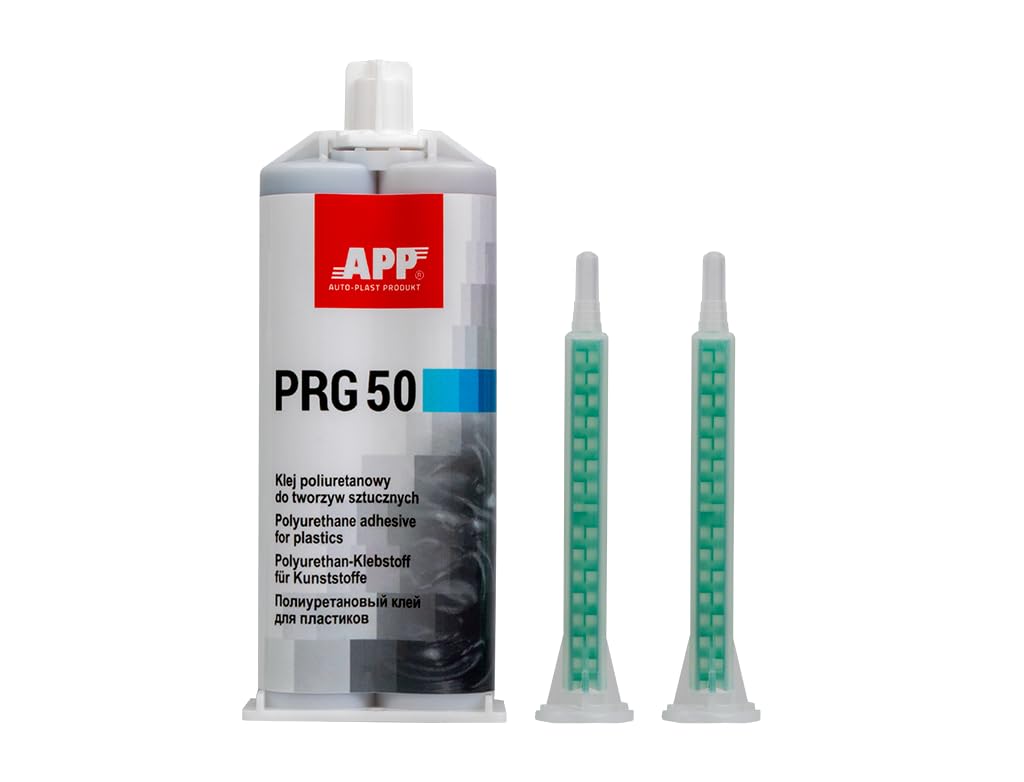 APP PRG 50 – Colle polyuréthane bi-​composant pour plastiques | Répare, remplit, colle | Séchage rapide | Compatible avec le métal, l'acier, l'aluminium et le verre | Noir | 2 x 25 ml