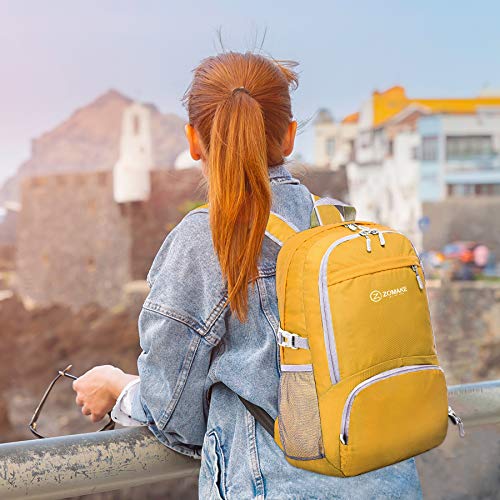 ZOMAKE Lightweight Packable Backpack 30L - Foldable Hiking Backpacks Water Resistant Compact Folding Daypack for Travel(Yellow) - Image 7