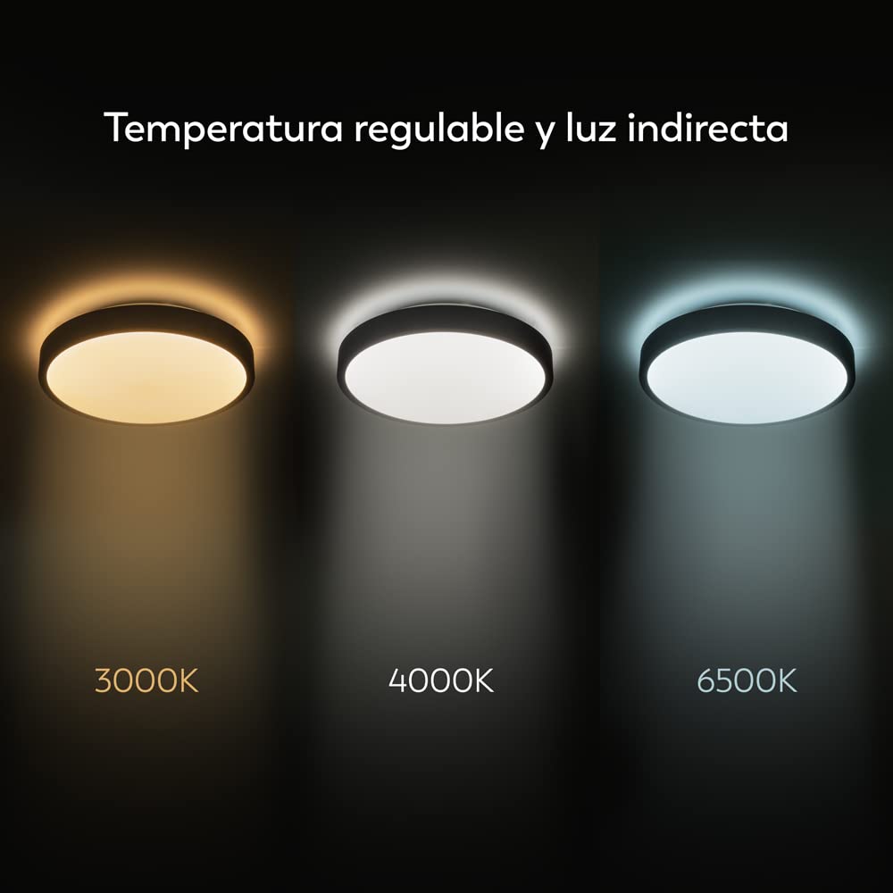 Garza - Plafón LED Techo con Control Remoto, 24 W 2500 lm, Intensidad y Temperatura de Color Regulables 2700K-6500K, Impermeable IP44, Temporizador de Apagado, Redondo 295 x 65 mm, Madera