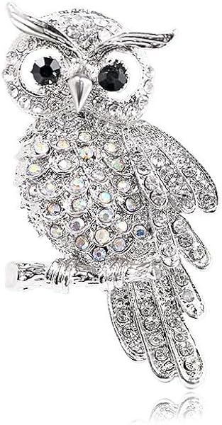 Spilla a forma di gufo in cristallo, spilla con strass a forma di animale, accessori per abiti carini, gioielli per feste di Natale, regalo unisex souvenir - 1