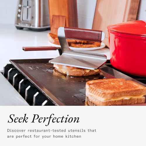 Image of Made In Cookware - Leather Handle Covers - Set of 2 - Custom Fit to The Carbon Steel Griddle and Grill Press