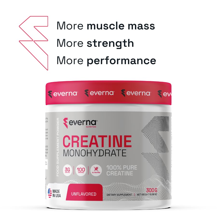 EVERNA CREATINE MONOHYDRATE 100% PURE (PACK) | 21.16oz | 200 SERVINGS | 600G