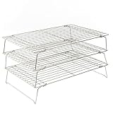 Ultra Cuisine Heavy Duty 3 Tiers Stackable, 16" x 10" Cooling Rack for Cooking and Baking - Professional Grade Premium 100% Stainless Steel Baking Rack & Wire Cooling Mesh - Dishwasher Safe - Pack 3