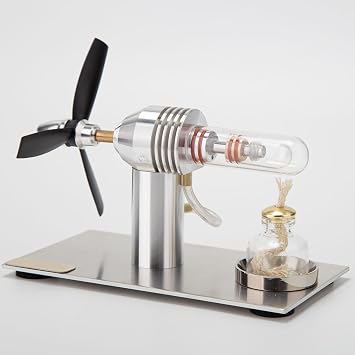 3-Blade Stirling Engine Model Kit, Airplane Propeller Stirling Engine Motor Model Stirling Physical Experiment Engine, Mechanical Stirling Motor Electricity Power Generator, Type 4