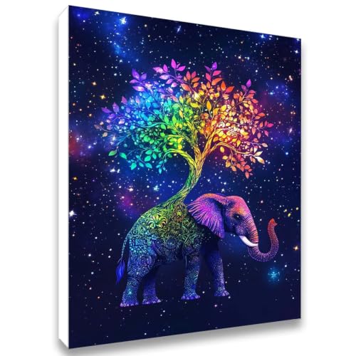 Pintar por numeros adultos elefante kit 90x120cm con pinceles y pintura acrilica sin marco