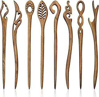 8 Pieces Wooden Hair Sticks Japanese Hair Chopstick for Women Bun Maker, Chinese Chopstick Hair Pins for Women Long Hair Handmade Chignon Maker Hair Accessories (Classic Style)