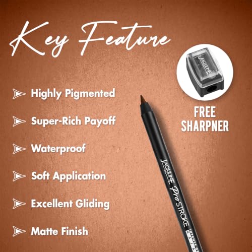 Image of JAQULINE USA ProStroke Intense Gel Kajal | Highly Pigmented | Waterproof | Smudgeproof | Matte Finish | Long Lasting | Quick Drying | Precise Application - Super Brown,1.2g