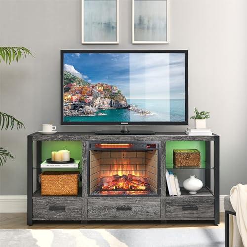 ESPIDOO 23 Inch Electric Fireplace Insert: Infrared Quartz Heater with Realistic Wood Log & Brick Design - Remote Control Wall Mount Fireplace for Yoga Studio & Meditation Space - 1500W Quiet Heating - Image 2