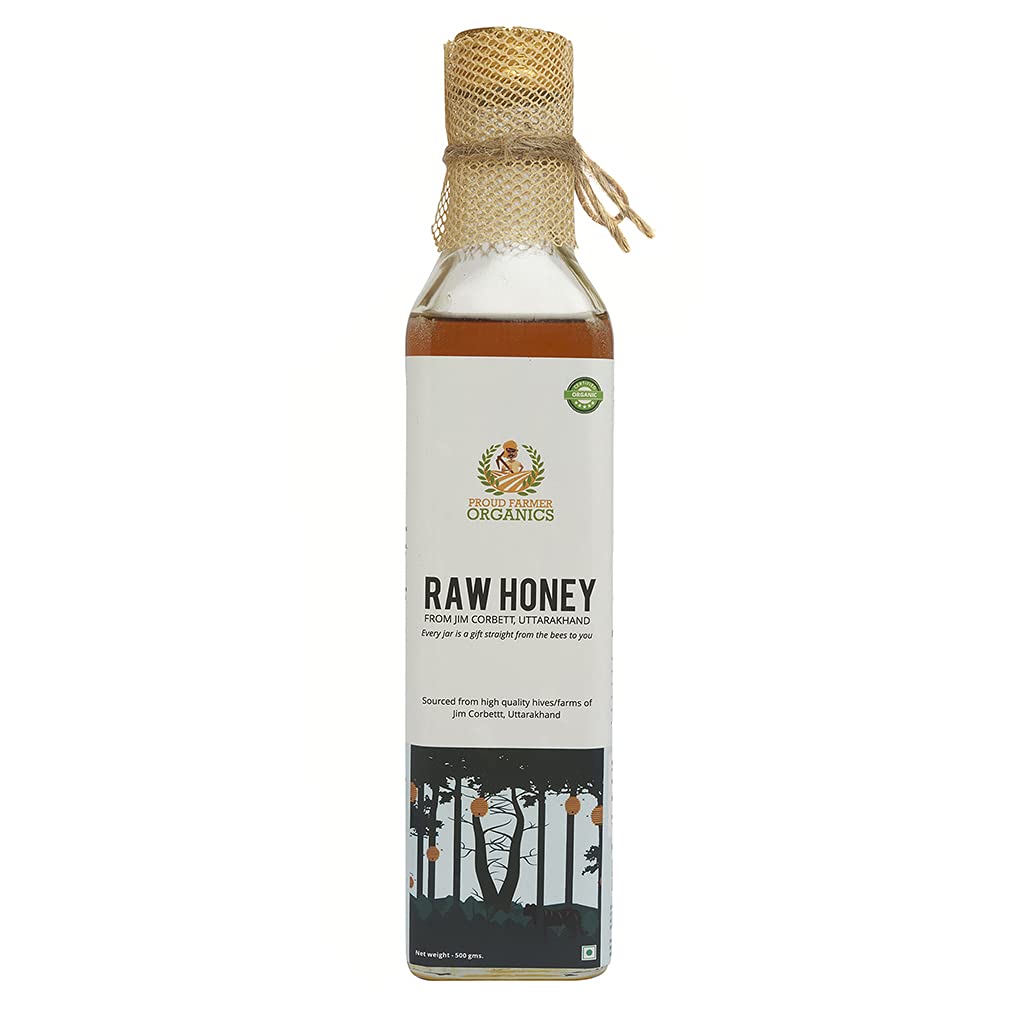 Proud Farmer Organics Raw Organic Honey Unprocessed Unfiltered Unpasteurized Pure Natural Original Honey From JIM CORBETT UTTARAKHAND - 700 Grams Glass Jar (Pack of 1)