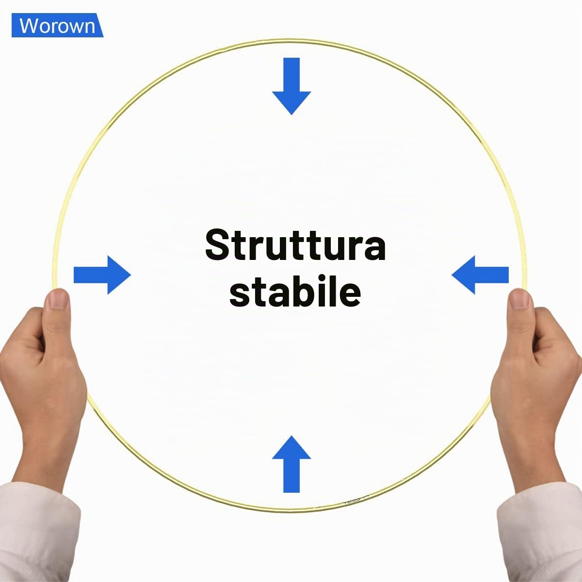 Worown 6 Pezzi Centrotavola a Cerchio Floreale in Metallo con 6 Base in Legno per Tavolo, 30 cm Anelli Ghirlanda d'Oro per Realizzare Decorazioni per Ghirlande da Tavolo di Nozze
