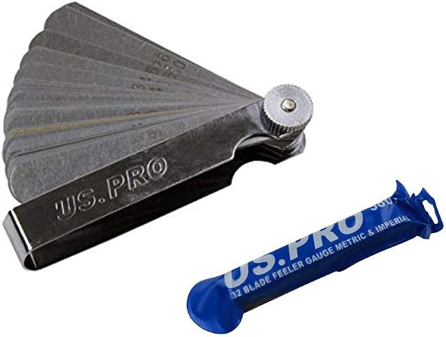 US PRO 32 Blade Leaf Dual Marked Metric and Imperial Feeler Gauge 5867, Blue
