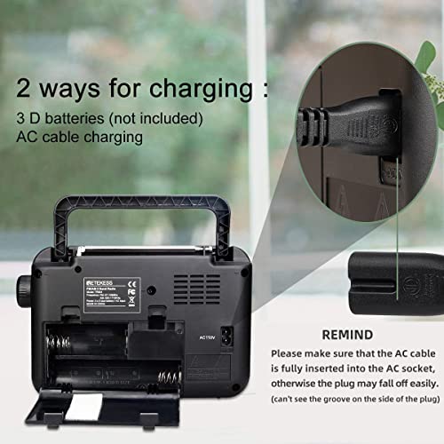 Retekess Tr604 Am Fm Radio Portable Transistor Analog Radio With 3.5Mm Earphone Jack Battery Operated By 3 D Cell Batteries Ac Power For Elders (Black) #TOP1