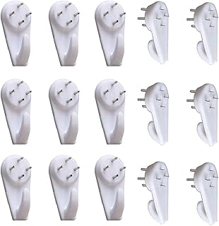 20PCS White Powerful Concrete Hard Wall Drywall Picture Hooks Non-Trace Hanging Hook Traceless Nail Plastic Wall Hook for Picture Photo Frame Clock Hangers(5cm/1.97" Length)