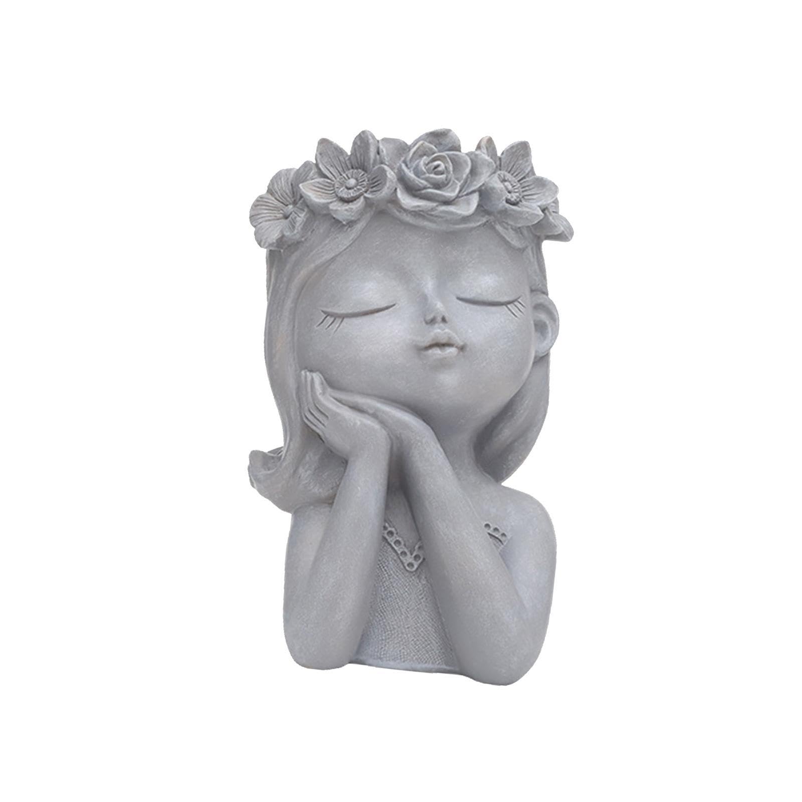 QUXVUIS Resin Bust Planter Head Flower Pot for Creative Face Sculpture