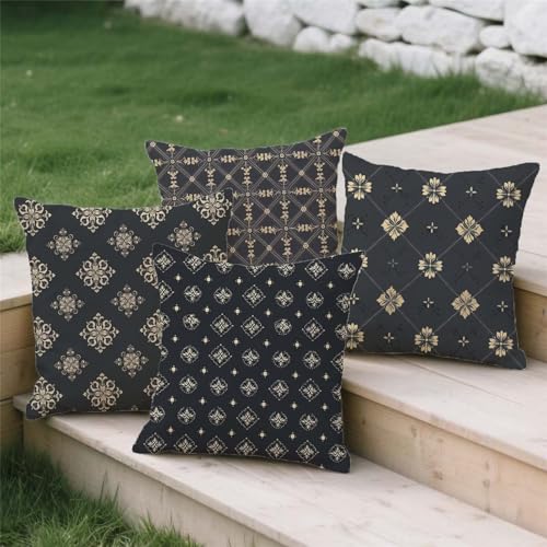 Housses de coussin avec fermeture éclair invisible géométriques pour lin - 4