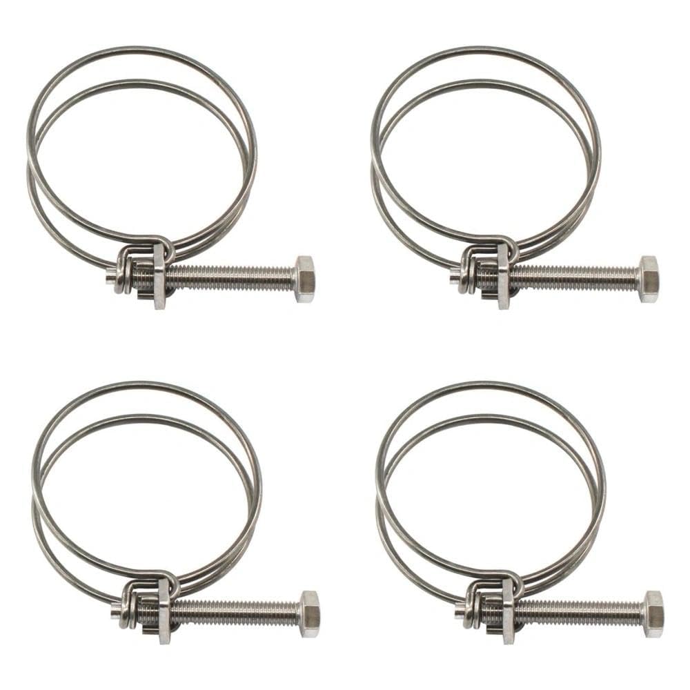 4Pack 304 Stainless Steel Double Wire Hose Clamps 80-85mm, Heavy Duty Hose Pipe Clip Clamps for Automotive, Marine, Plumbing Industrial Applications