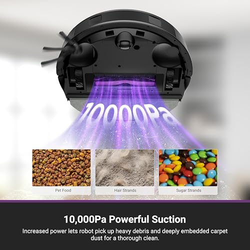 Eureka E20 Evo Plus Robot Vacuum and Mop Combo, 10,000Pa Suction Robot Vacuum Cleaner Bagless Self-Emptying Station, 45-Day Capacity Anti-Hair-Tangling Side Brush Mop Lifting App Control LiDAR Nav 2 Eureka E20 Evo Plus Robot Vacuum and Mop Combo, 10,000Pa Suction Robot Vacuum Cleaner Bagless Self-Emptying Station, 45-Day Capacity Anti-Hair-Tangling Side Brush Mop Lifting App Control LiDAR Nav - Image 3