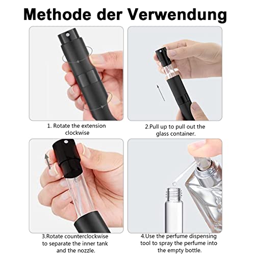 Image of Leikedun 3 PCS Perfume Atomiser Bottles 8ml Mini Refillable Spray Portable Liquid Bottle Empty Travel Bottle for Purse Handbag Pocket Luggage