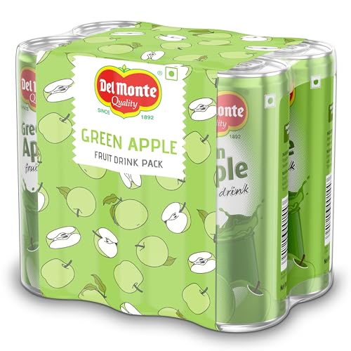 Image of Del Monte Green Apple Fruit Drink (Pack of 6) - Crisp, Tangy & Ideal for Mocktails & Cocktails |No added preservatives