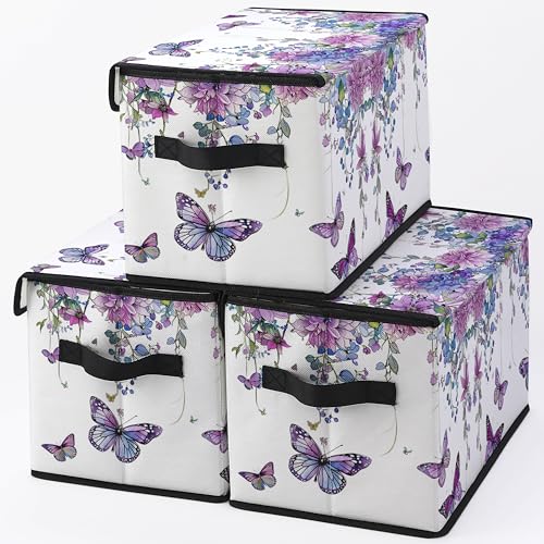 Image of Fabric Storage Bins with Lids,Under Bed Storage Containers 3Pack | Stackable Clothes Storage Bins with Lids,Closet Organizers Fabric Box for Home and Office,Blanket Clothes Organizers