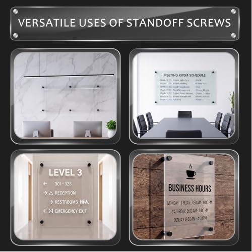 Image of Pelopy 12 Pcs Sign Standoff Screws Advertising Screws Stainless Steel Wall Standoff Mounts Glass Acrylic Nail (3 /4 x 2 Inch,Black)