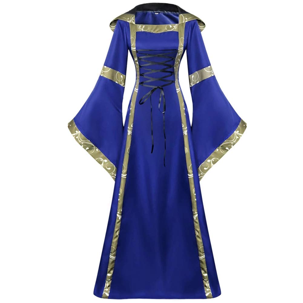 Abito medievale da donna, abito rinascimentale, con maniche a tromba, medievale, costume gotico, a vita alta, maxi abito per feste, cosplay, feste, carnevale, Halloween, costume da regina vittoriana Abito medievale da donna, abito rinascimentale, con maniche a tromba, medievale, costume gotico, a vita alta, maxi abito per feste, cosplay, feste, carnevale, Halloween, costume da regina vittoriana
