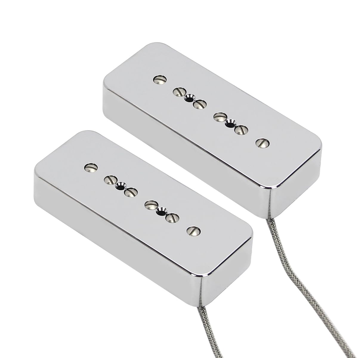 Alnico 5 P90 Soapbar Single Coil Pickup Hals Steg Pickups Set Tonabnehmer für LP P90 E-Gitarre, Chrom
