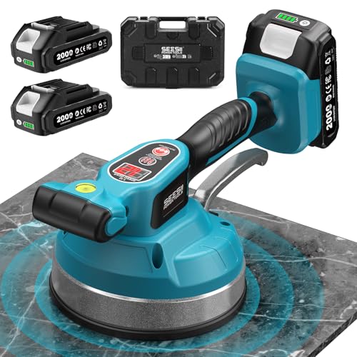 SEESII Tile Vibration Tool 160mm: Vibration Leveling Machine 10-Hours Long Lasting, Tile Vibrator With 12 Speeds For Laying Floor Wall Larger Tiles(6'X6' - 48'X48'), Tile Installers DIYer (KP-160B)