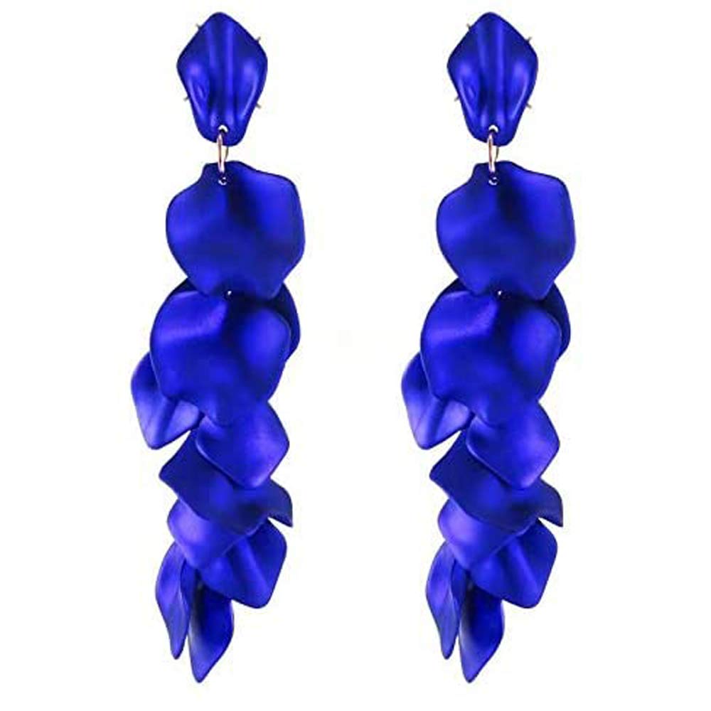 Long Acrylic Rose Petal Earrings Dangle Exaggerated Flower Statement Floral Tassel Drop Earrings for Women Party, Daily Wear