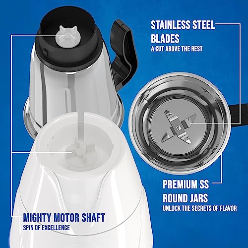 Image of GIGAWATTS 1000W All-in-One Mixer Grinder Blender Heavy Duty Industrial Grade Electric Mixy, Three Stainless Steel Clip Jars with 3 Speed Control 21000 RPM (1 Year Warranty)
