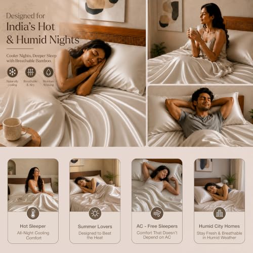Image of HOMEMONDE 100% Bamboo King Size Flat Bedsheet with 2 Pillow Covers | 300 TC Luxury Cooling Bed Sheet | Ultra Soft, Breathable & Moisture Wicking | (Taupe, 108x108 Inches)