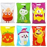 CCINEE 72pcs Halloween Treat Bags, Pumpkin Plastic Candy Tote Bags for Kids Trick or Treat Halloween Party Supply
