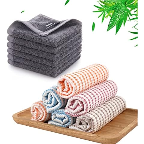 JEFFSUN 6 Pack Small Dish Cloths+6 Pack of Makeup Washcloths Cover