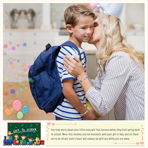 First Day of School Bracelet, Back to School Gifts Matching Heart Mommy and Me Bracelets for Mother Daughter Son Girls Boys4