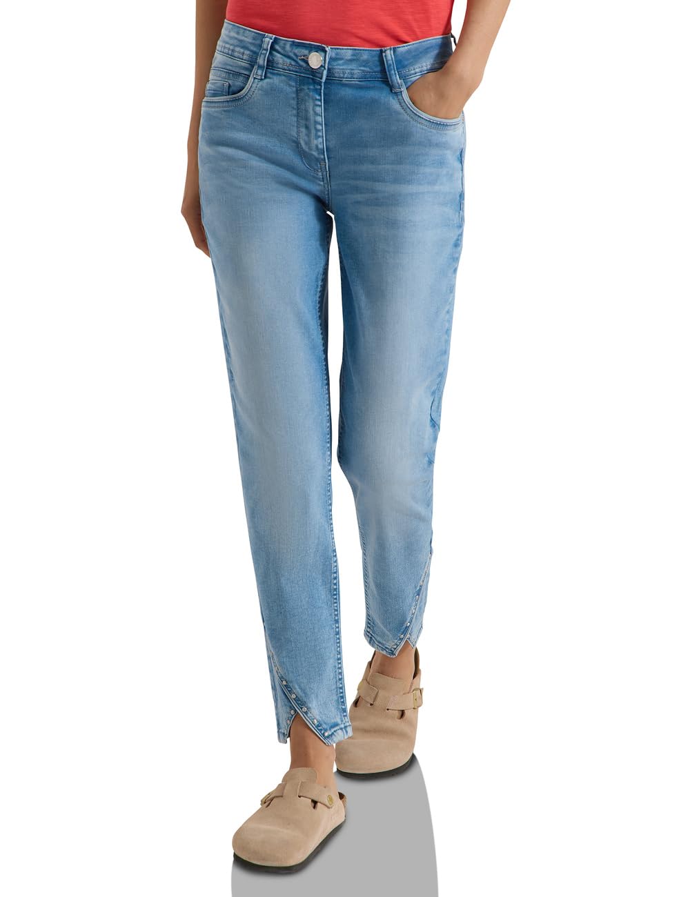 Cecil Damen Straight Leg Jeans mit Nietendetails 3818630