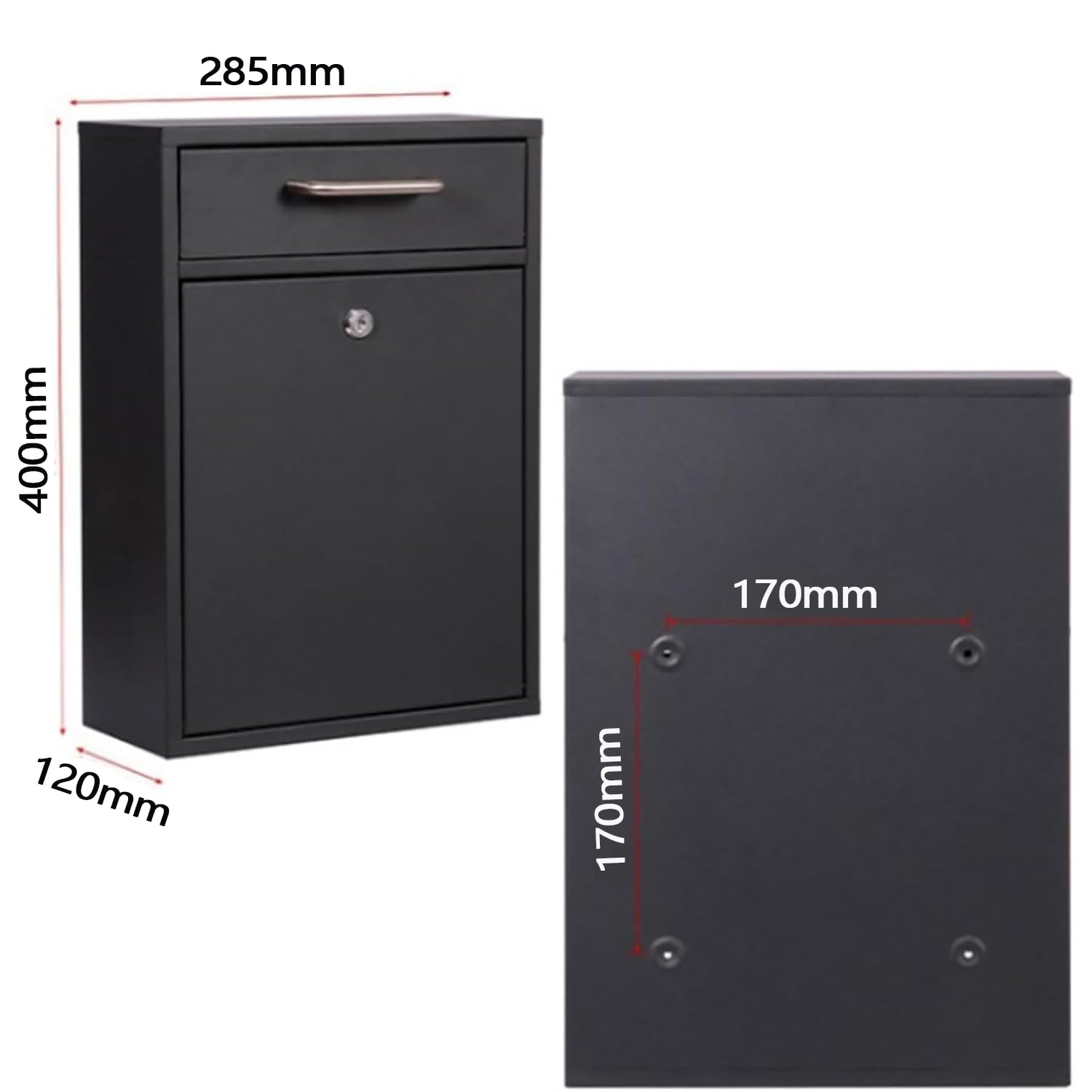 Genérico Buzón De Acero De Pared, Antirrobo Y Resistente A La Intemperie | Cerradura Con Llave De Gran Capacidad, Almacenamiento Seguro Multifuncional, Apto Tanto Para El Hogar Como Para La Oficina