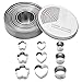 ZITFRI 18 PCS Formine per Biscotti Acciaio Inox Include 12 Coppapasta Rotondo con 3 Stampini a Forma di Cuore e 3 Stampini a Forma di Fiore, Tagliapasta Aperta Tondo Stampi per Biscotti Formine Dolci