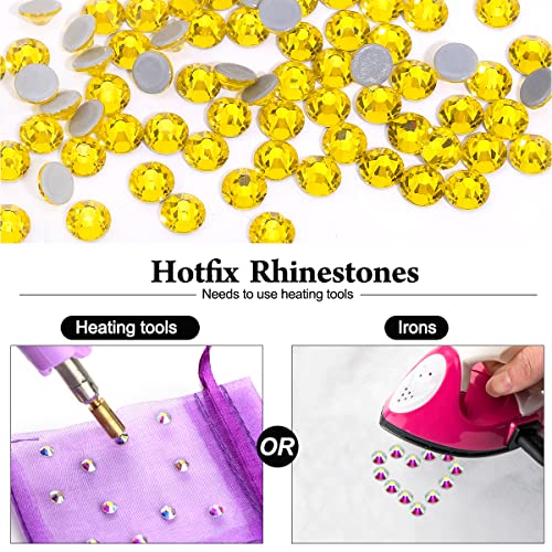 Novani Hotfix Rhinestones,Lemon Yellow Flat Back Glass Round Sparkly Crystals Glitter Gems For Crafts Fabric Clothes Shoes Bag Diy Decoration Citrine (Ss10/2.8Mm/1440Pcs) #TOP3