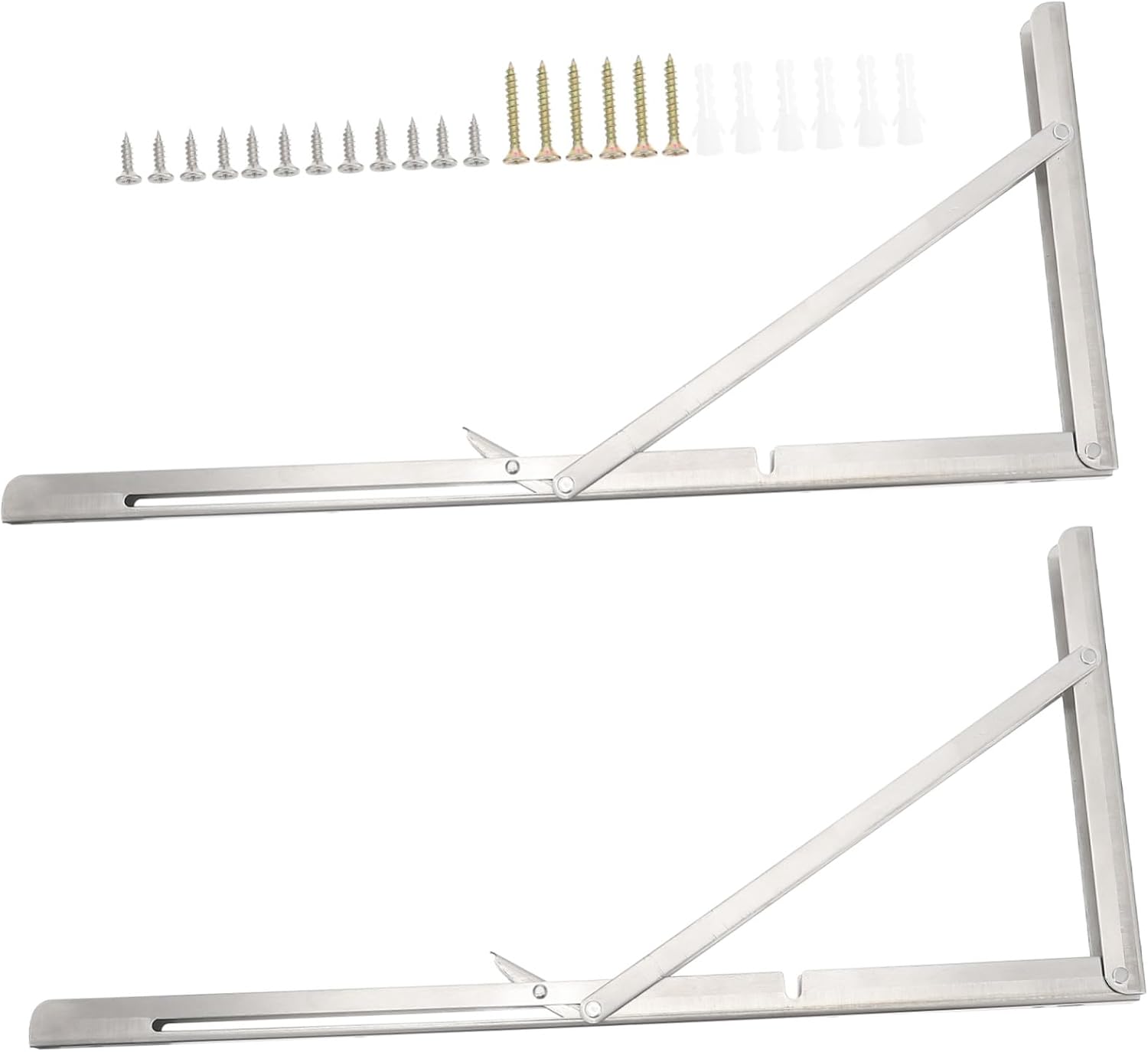 2pcs Practical Folding Brackets Stainless Steel Wall Mounted Shelf Brackets Versatile Storage