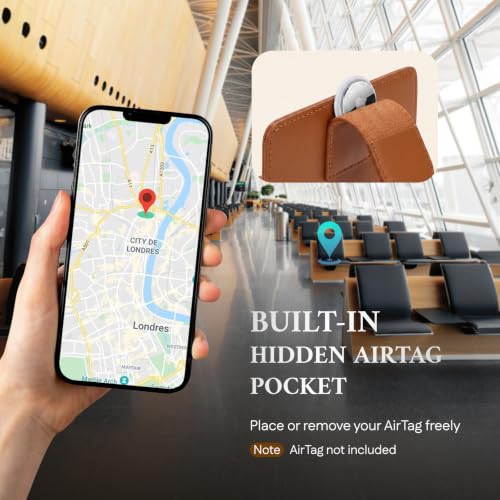 Image of ALLIVE Passport Holder for Travel, Genuine Leather Passport Holder with AirTag Hidden, Rfid Passport Cover Travel Wallet for Airport Essentials, Travel Must Haves Gifts (Caramel)