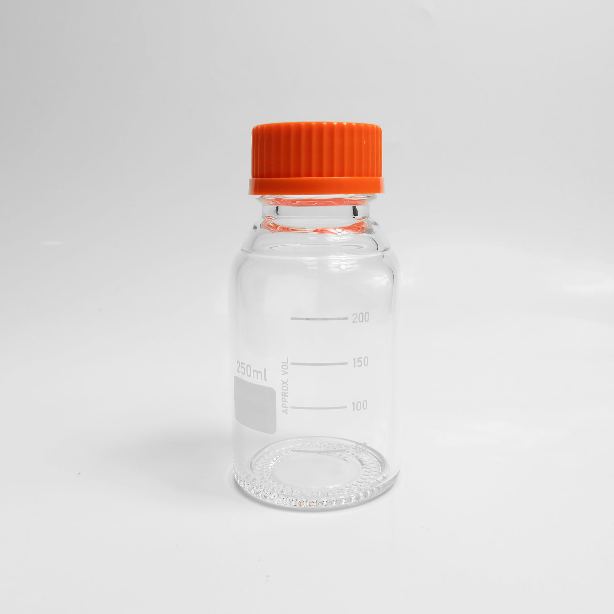 Glass Media Bottle 250ml Round Storage Bottles 3.3 Borosilicate Glass Regent Bottles with PP GL45 Screw Cap (Pack of 6)
