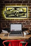 Wood Wall Decor American Muscle Car Wooden LED RGB lighted Wall Art Ford Mustang Shelby GT500...