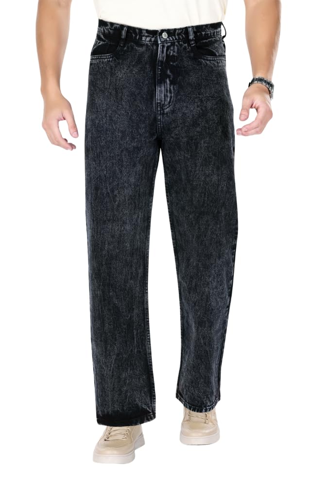 mq denim Men's Wide Leg Mid Rise Cargo Jeans, Non-Stretchable and Pure Cotton Denim. Trendy and Comfortable Casual Wear.-picture-19