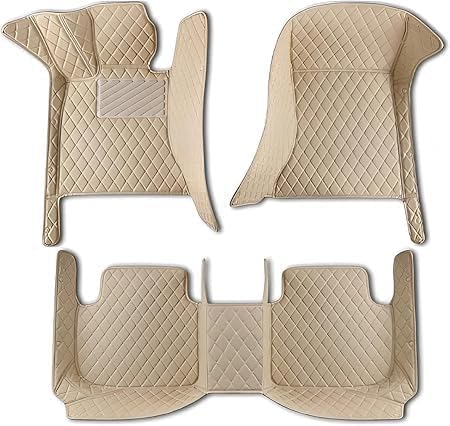 Image of 7D Car Floor Mat Compatible for Mahindra XUV-400|Luxury Leatherette with Grass Car Floor Mat| 100% Waterproof & Washable|Complete Set |Color-Beige